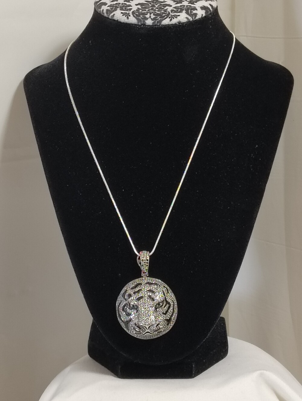 Tiger Head CZ n Pendant Necklace